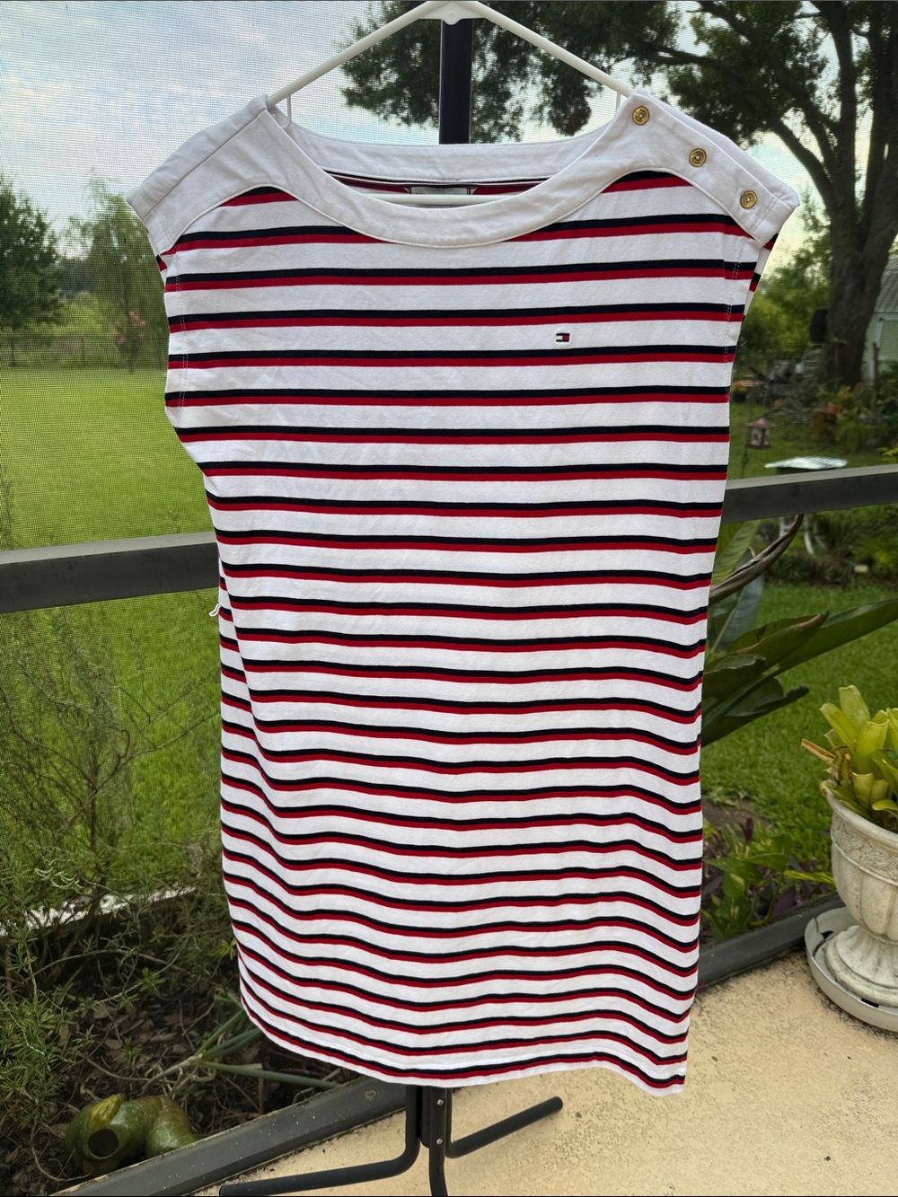 Tommy Hilfiger cotton red white blue sleeveless Midi Dress